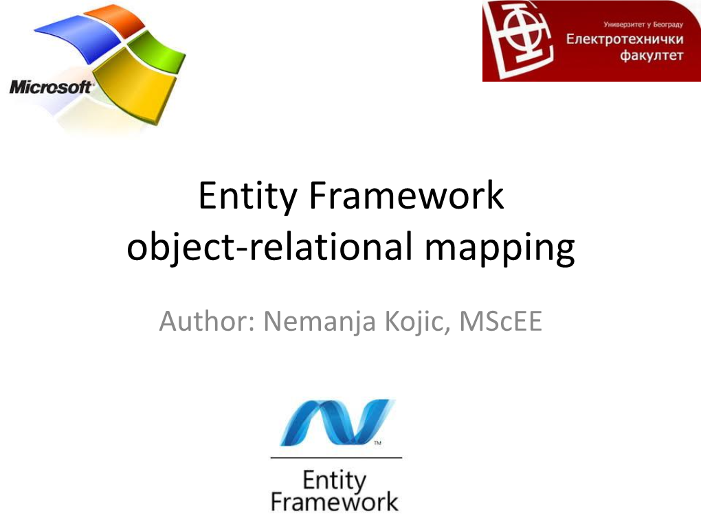 Entity Framework Object-Relational Mapping