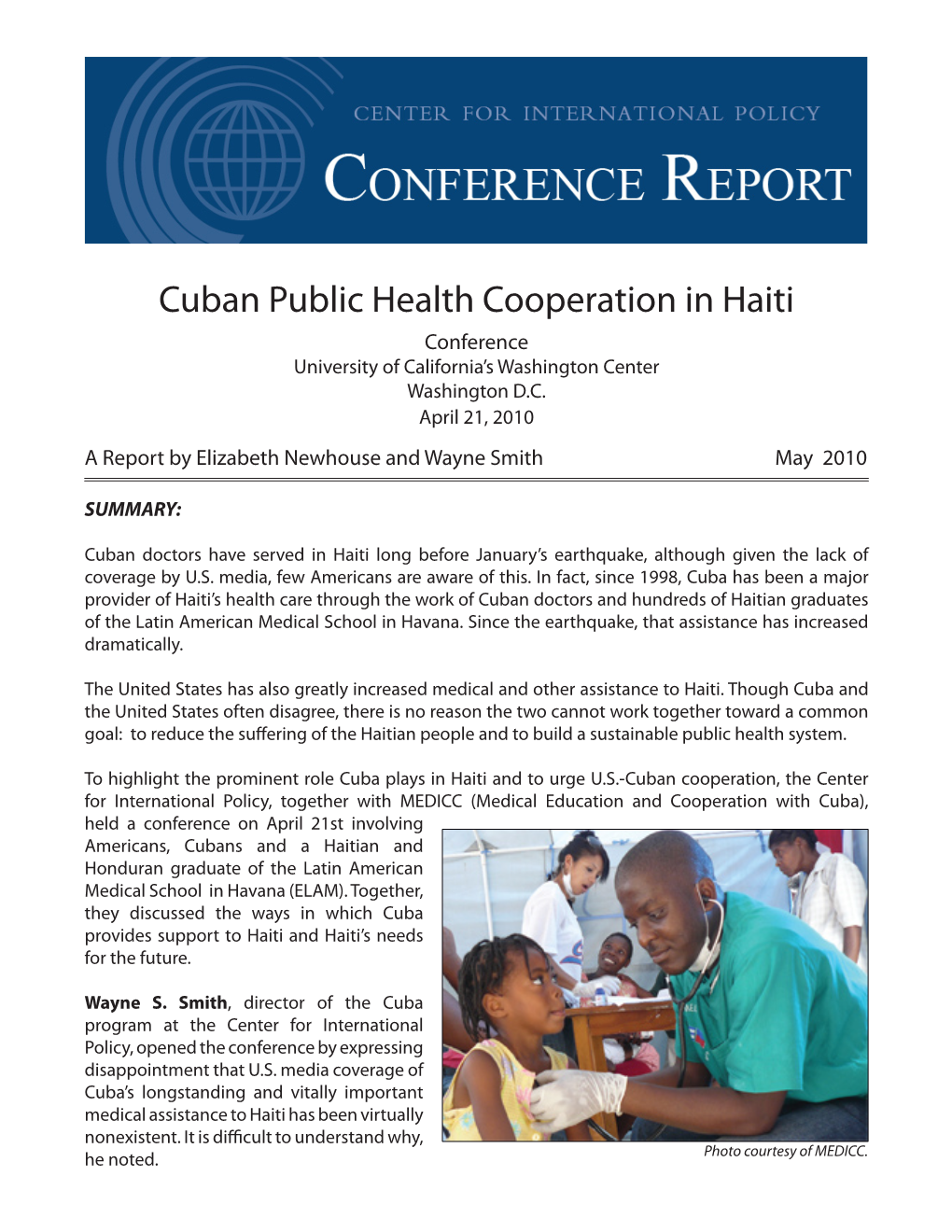 Cuban Public Health Cooperation in Haiti
