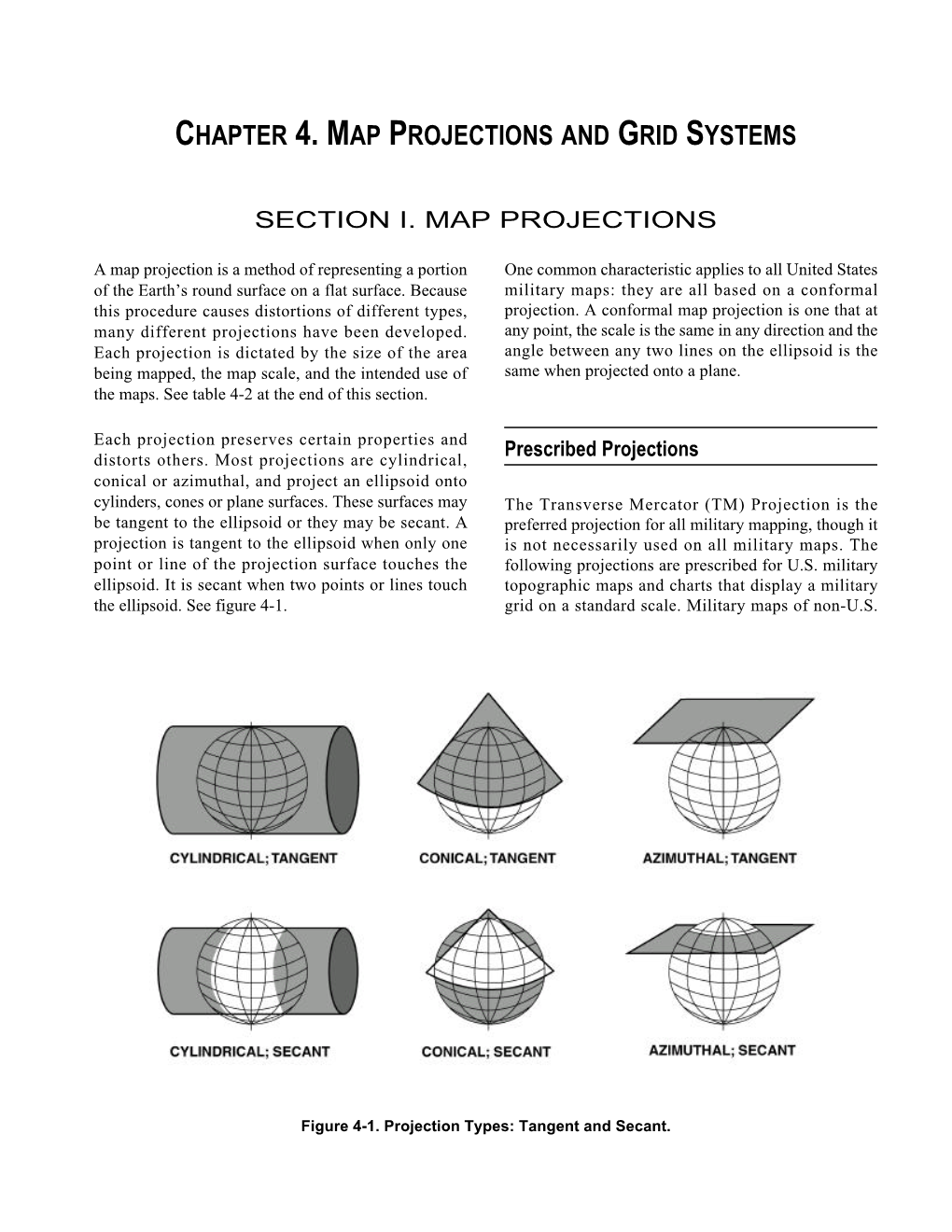 MCWP 3-16.7 Chapter 4: Map Projections and Grid Systems