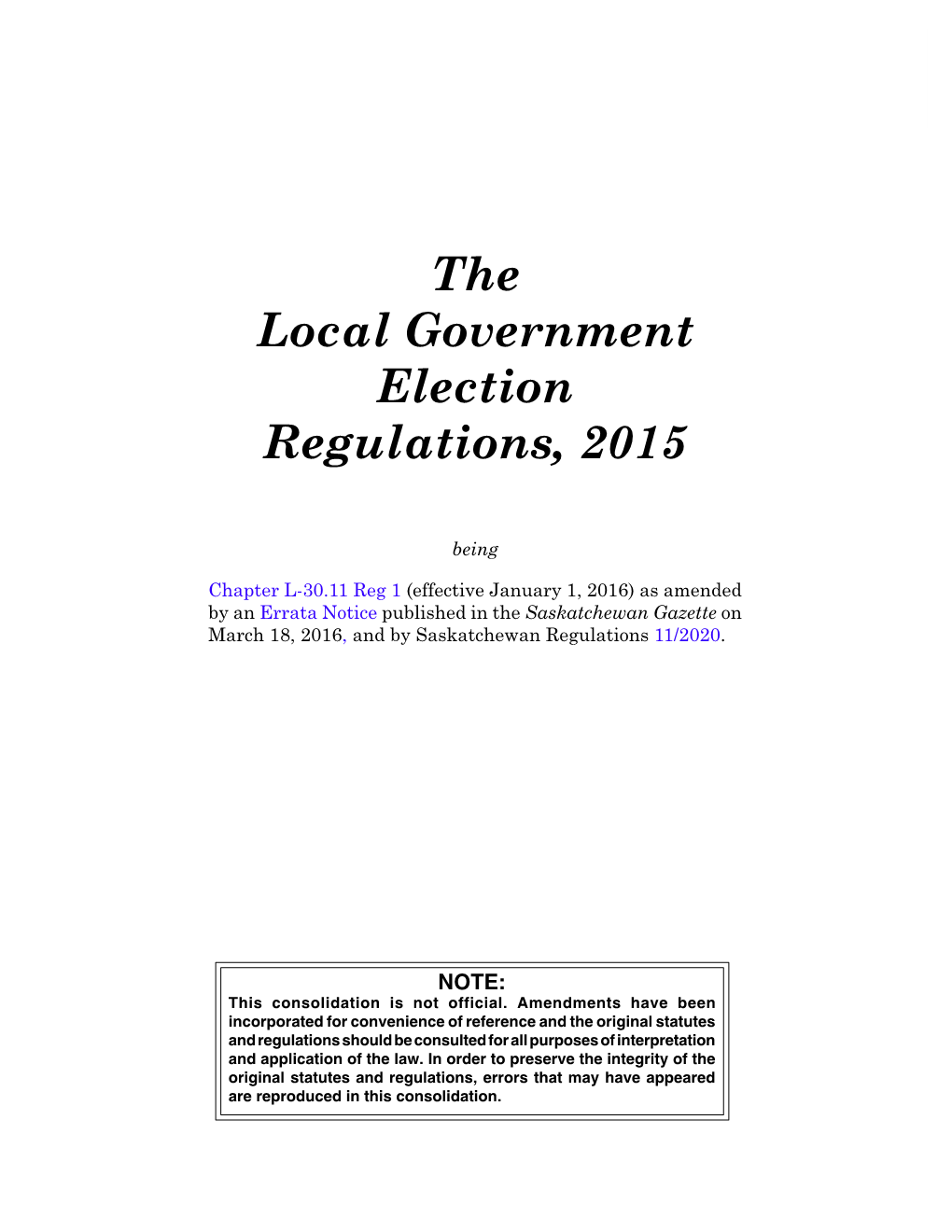 Local Government Election Regulations, 2015