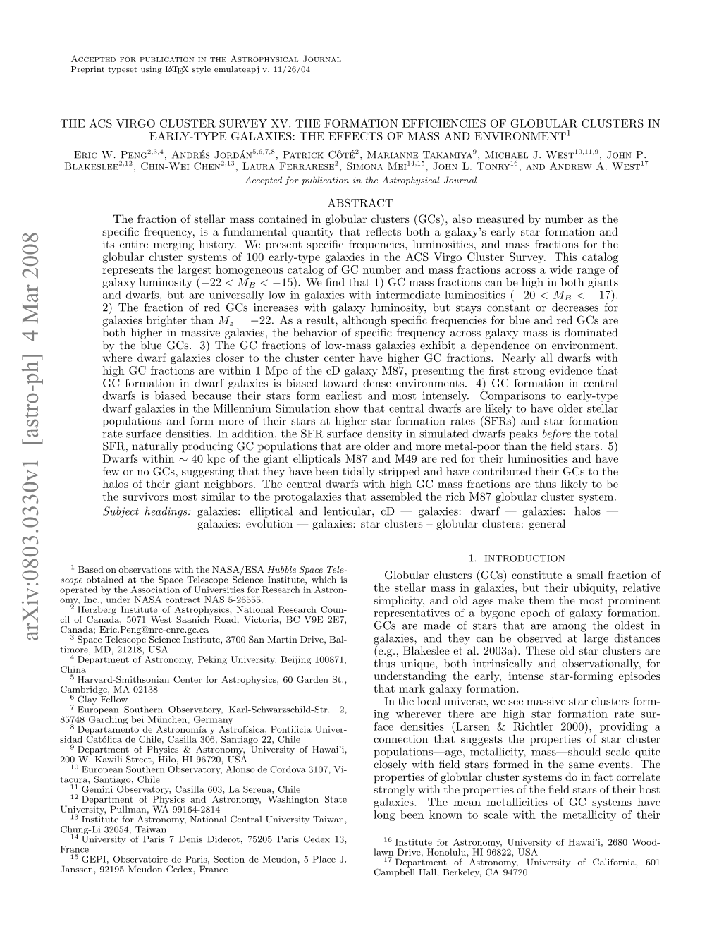 Arxiv:0803.0330V1 [Astro-Ph] 4 Mar 2008