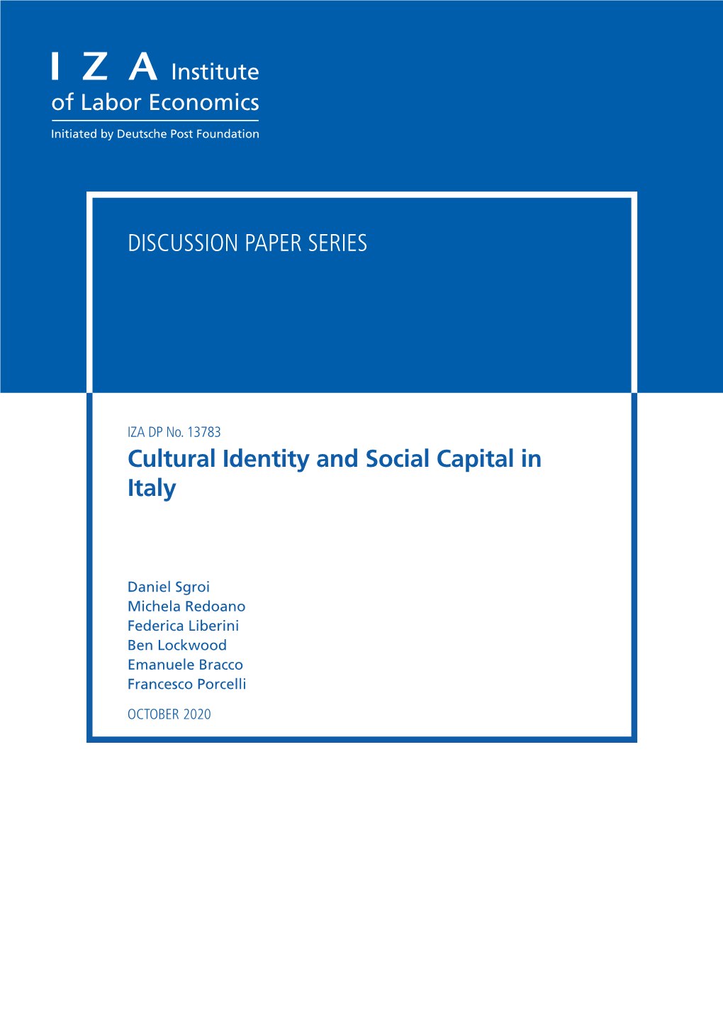 Cultural Identity and Social Capital in Italy