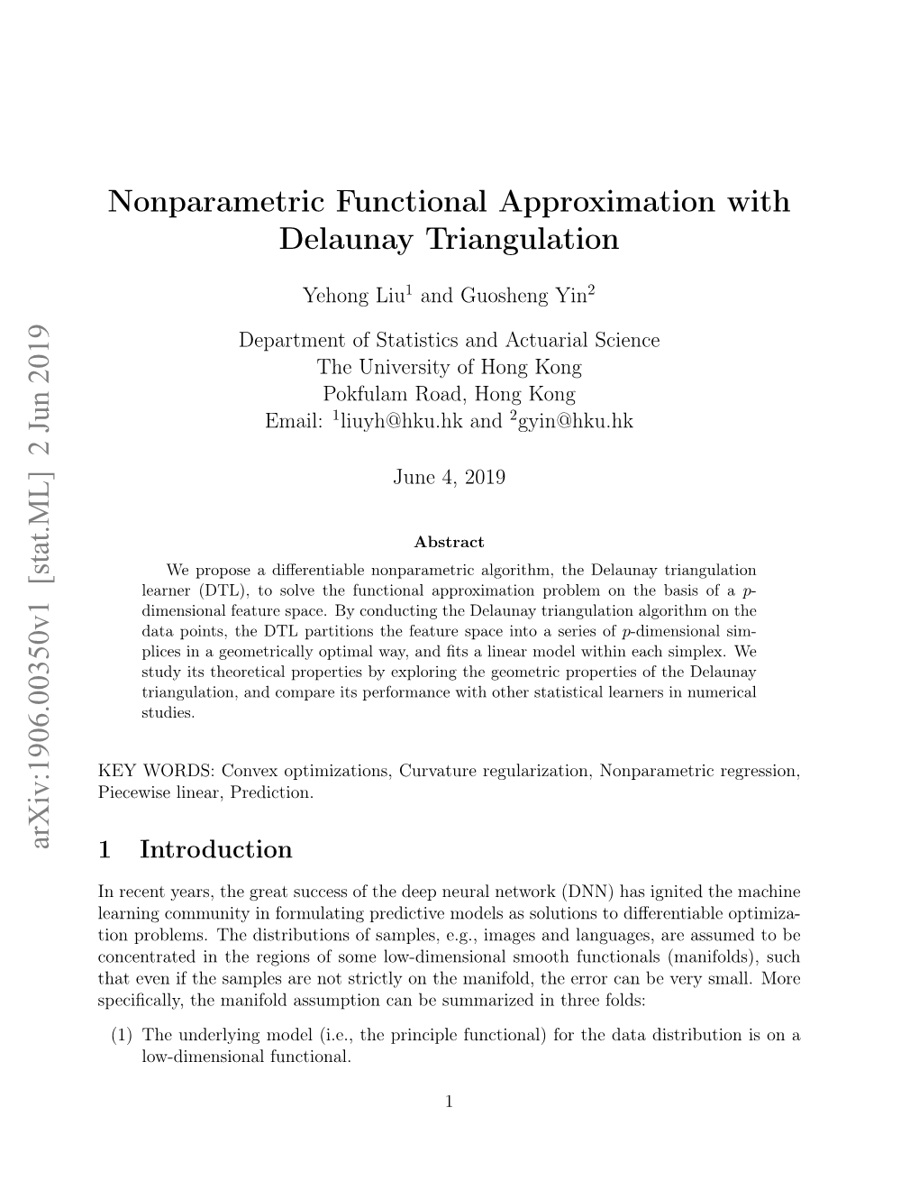 Nonparametric Functional Approximation with Delaunay Triangulation