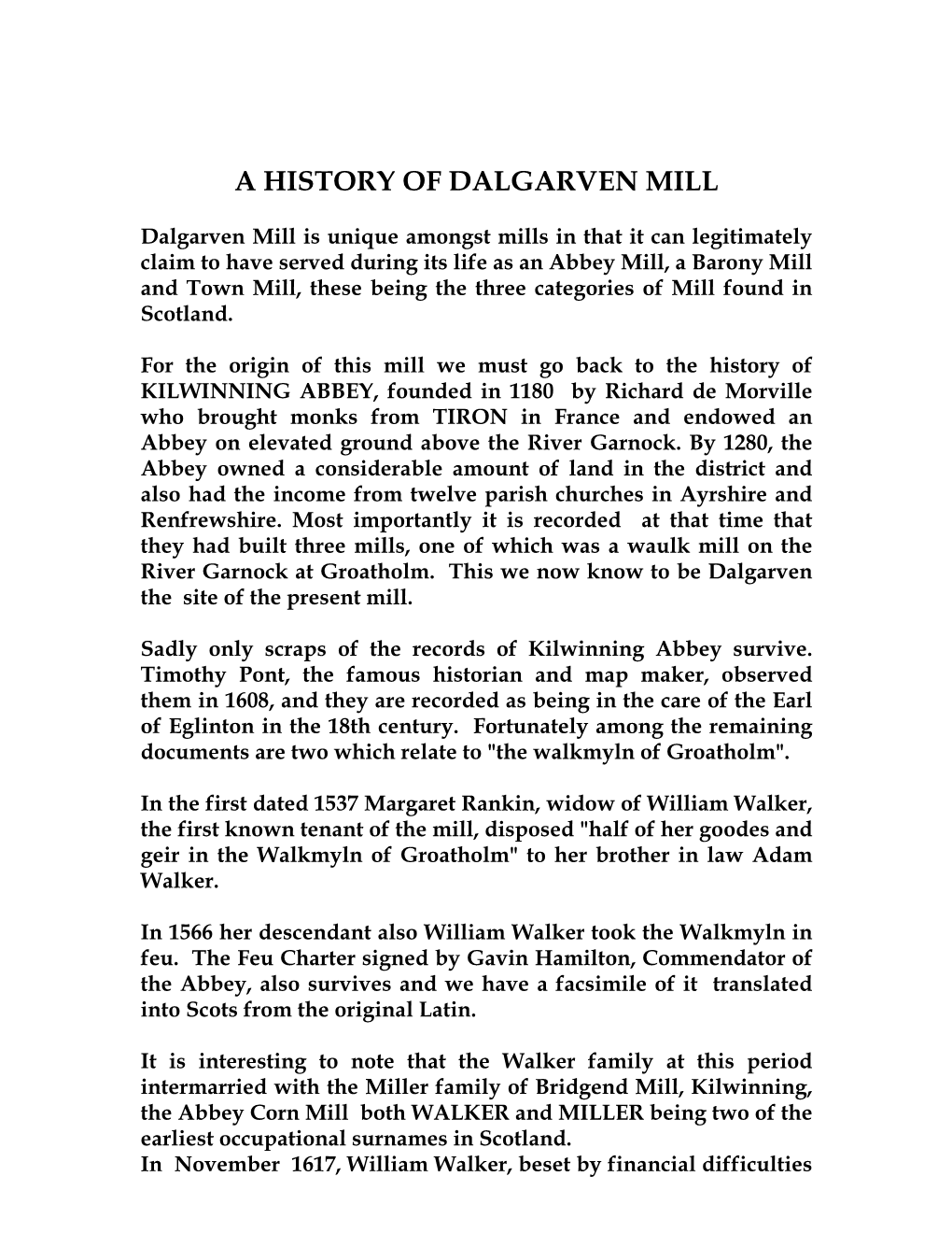 History of the Mill