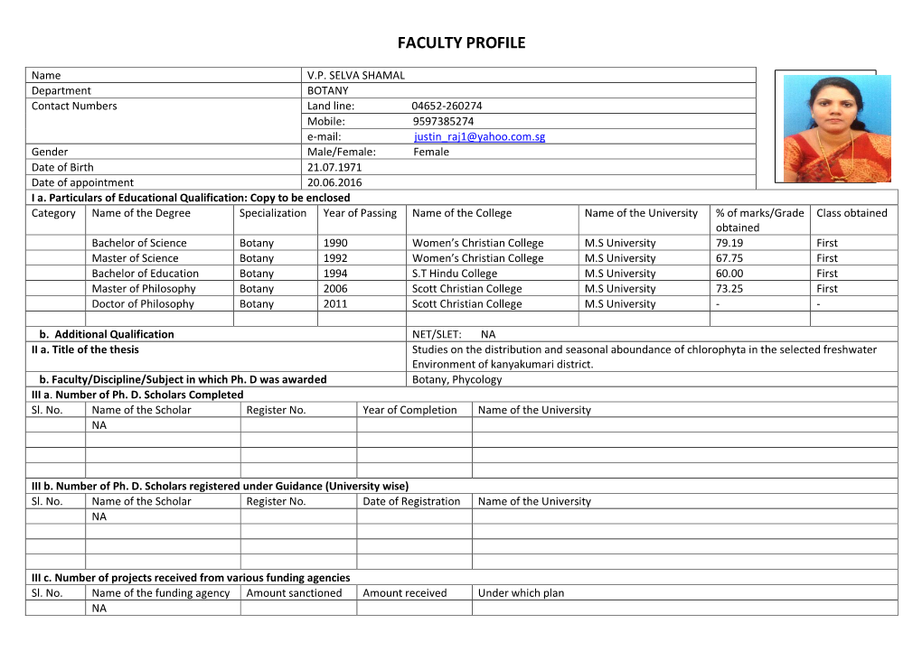 Faculty Profile