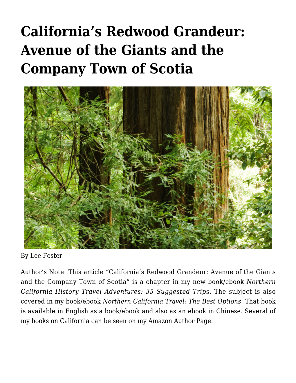 California's Redwood Grandeur: Avenue of the Giants and the Company Town of Scotia