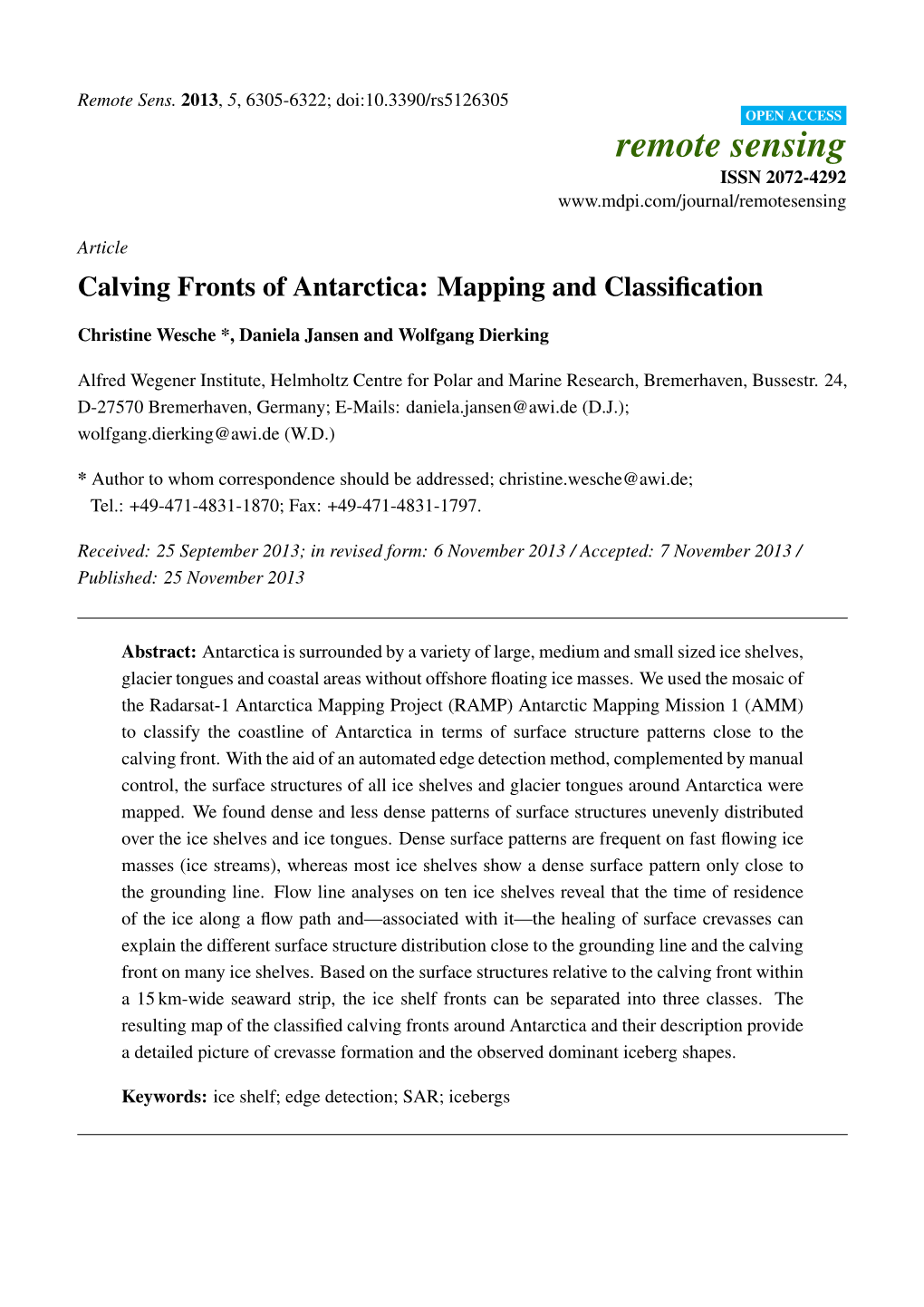 Calving Fronts of Antarctica: Mapping and Classification