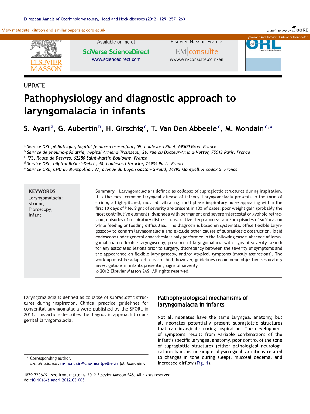 Pathophysiology and Diagnostic Approach to Laryngomalacia in Infants 259