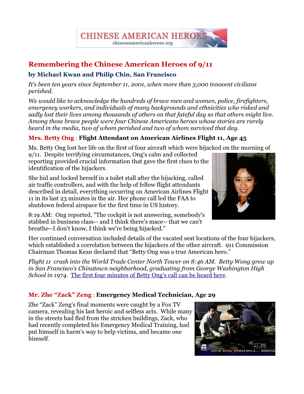 Remembering the Chinese American Heroes of 9/11