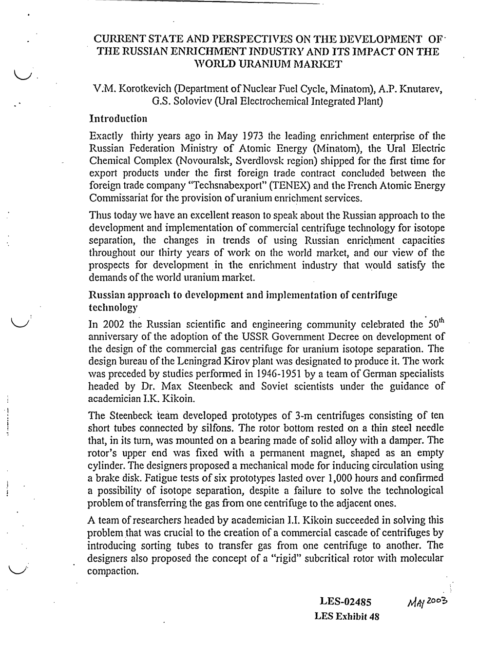 2003/05/31-Applicant Pre-Filed Exhibit 048, Korotkevich, 2003