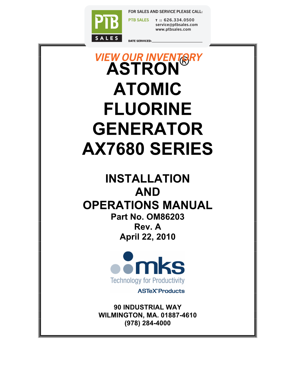 Astron Atomic Fluorine Generator Ax7680 Series