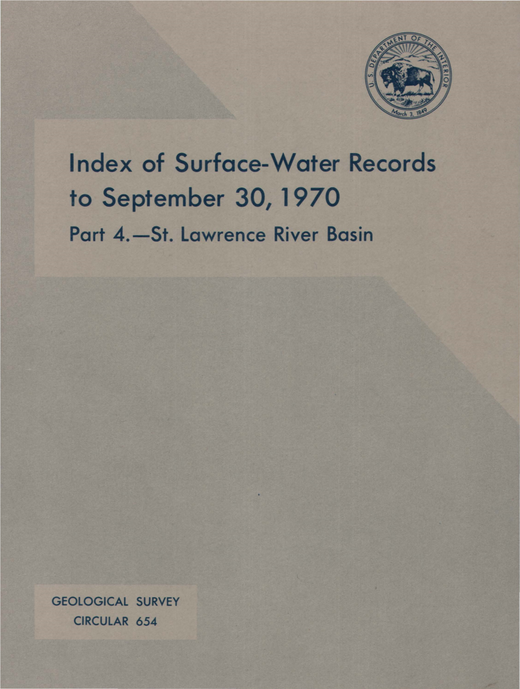 Index of Surface-Water Records to September 30, 1970 Part 4.-St