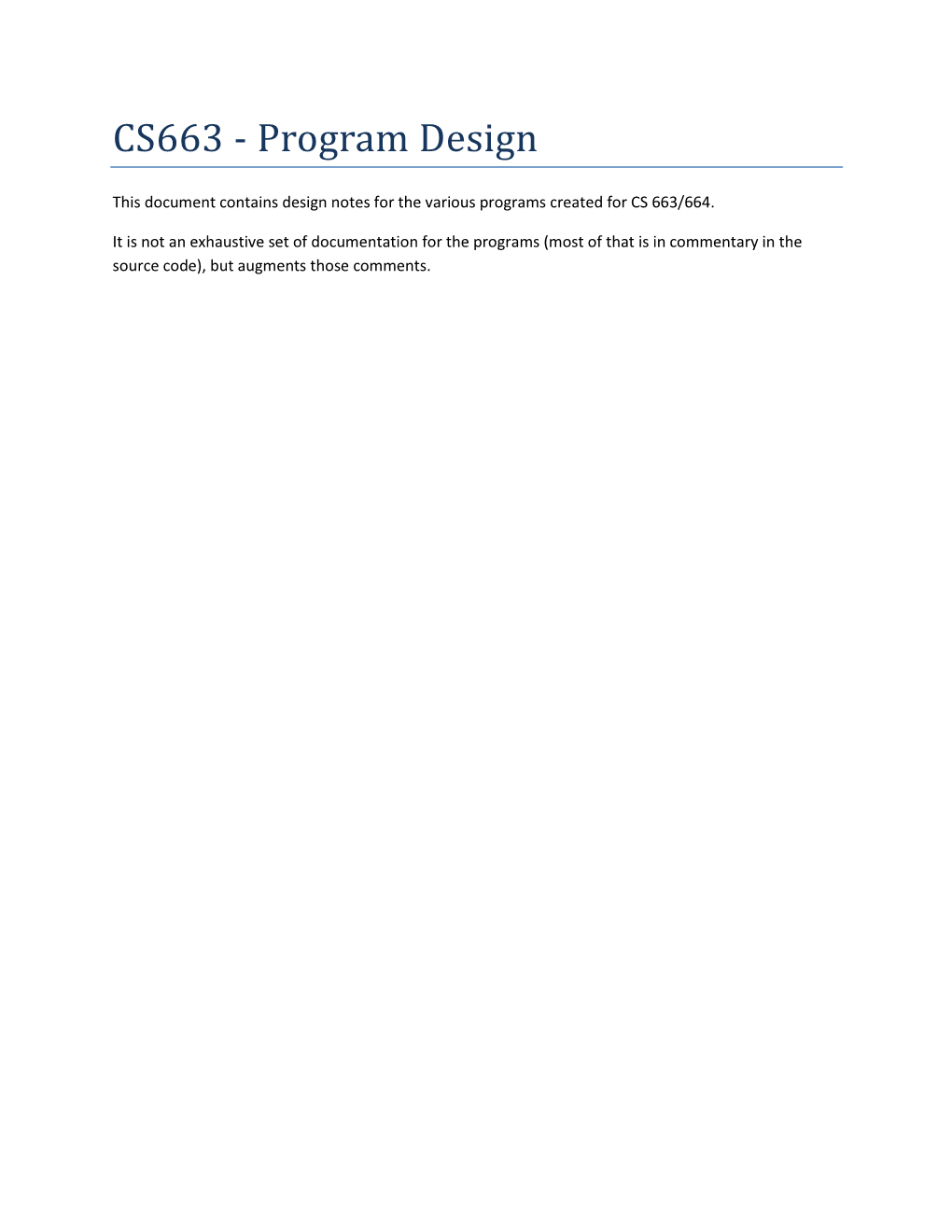 CS663 - Program Design