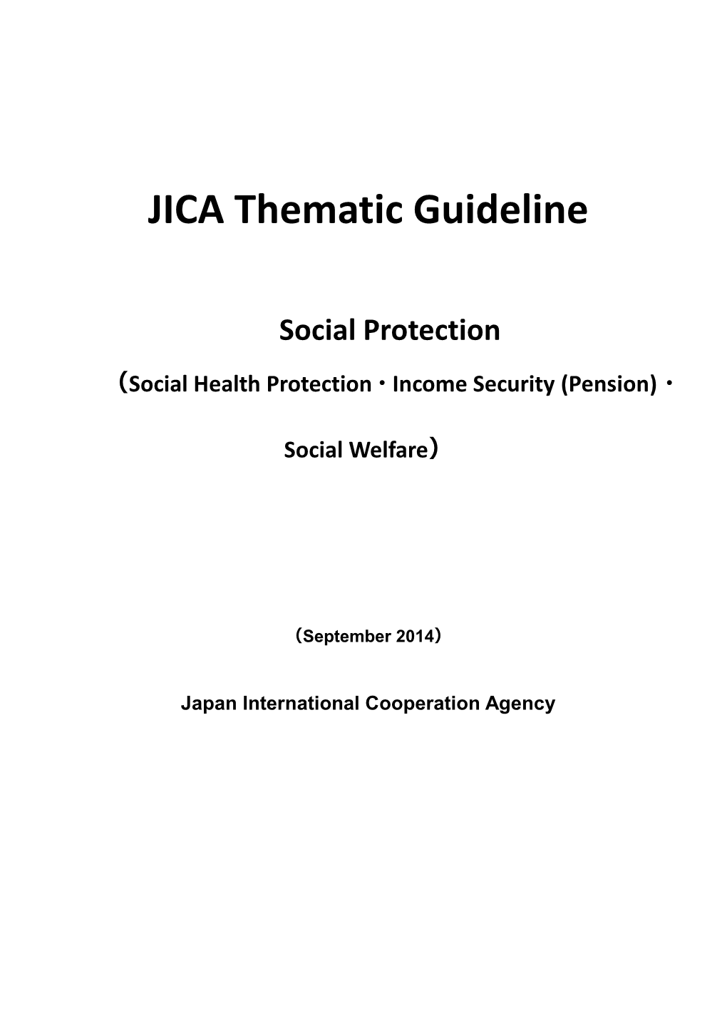 JICA Thematic Guideline Social Protection