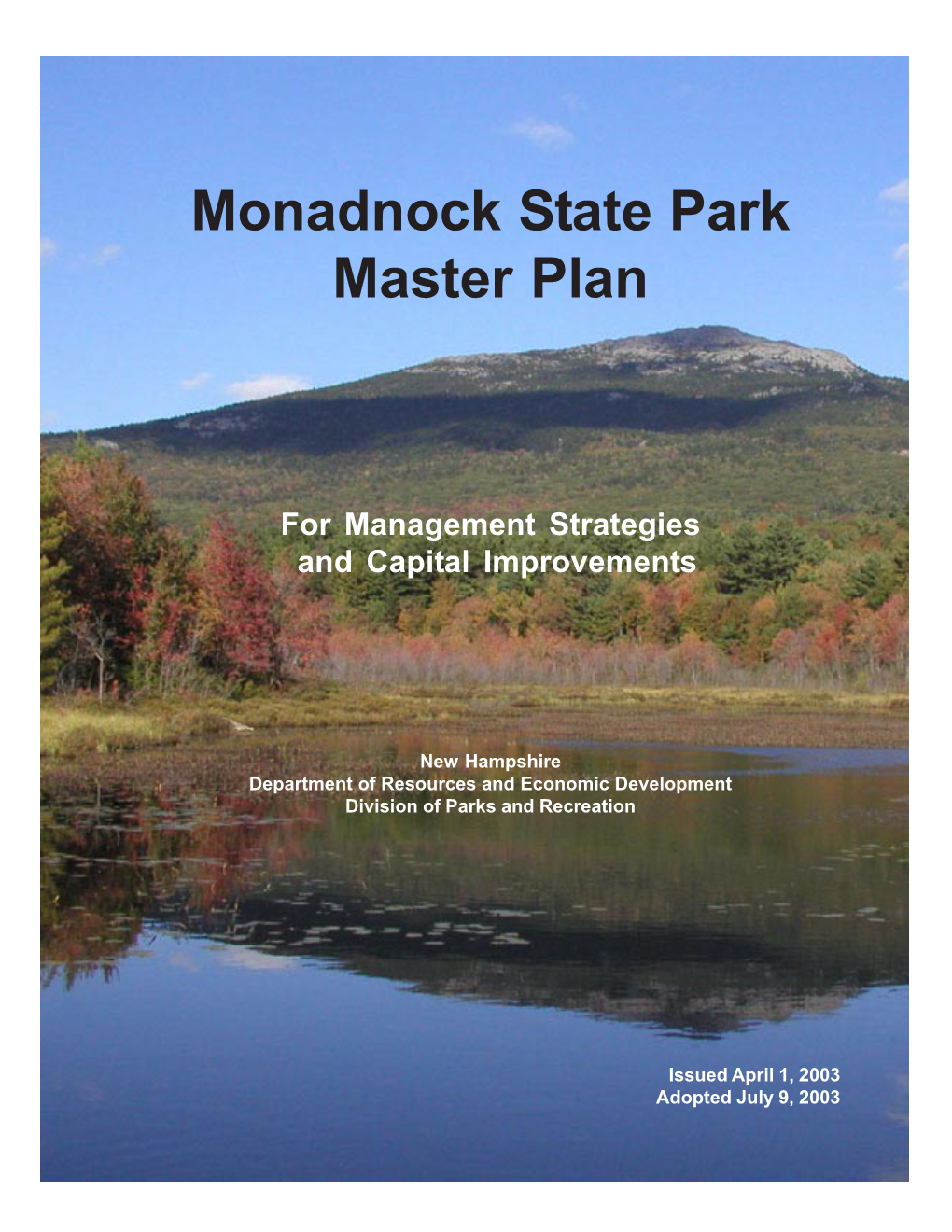 2003 Monadnock State Park Master Plan