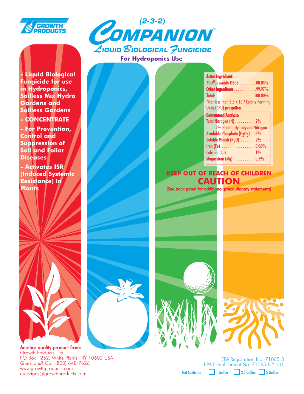 Companion Fungicide Hydroponics Specimen Label 8.5 X 11