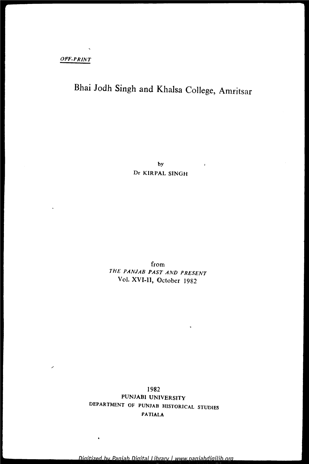 Bhai Jodh Singh and Khalsa College, Amritsar