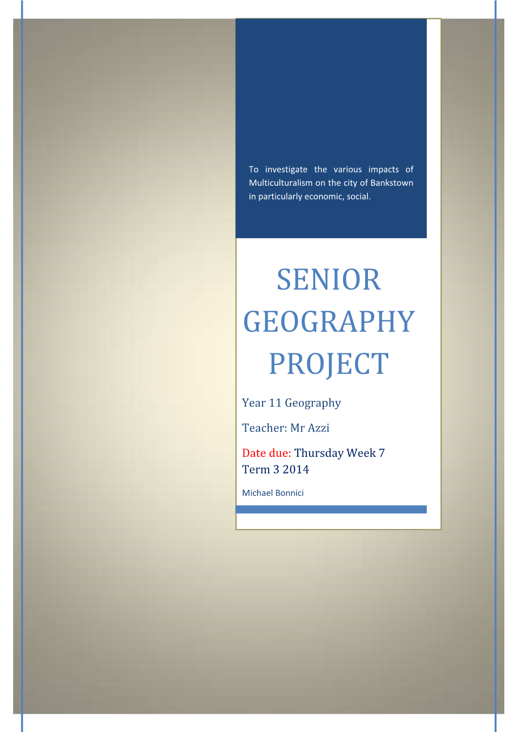 Senior Geography Project