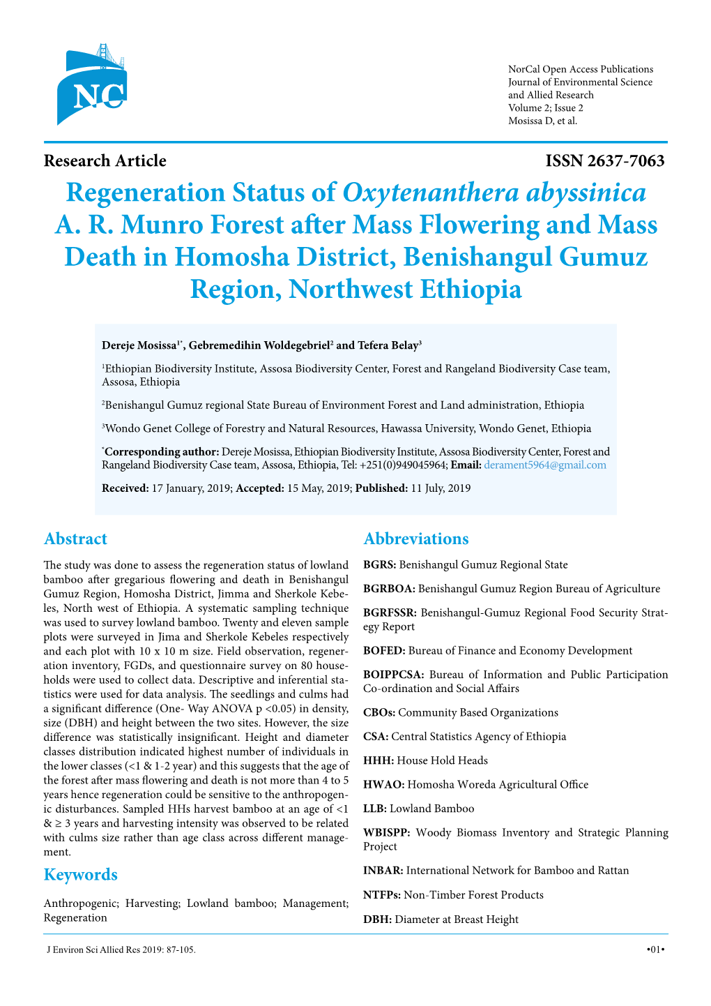 Research Article Regeneration Status of Oxytenanthera