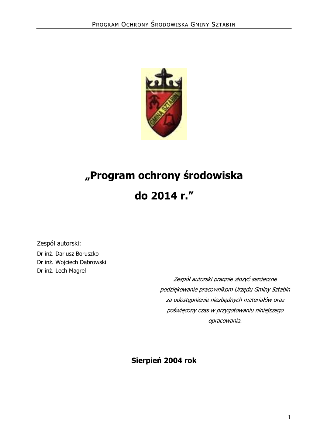 „Program Ochrony Środowiska Do 2014