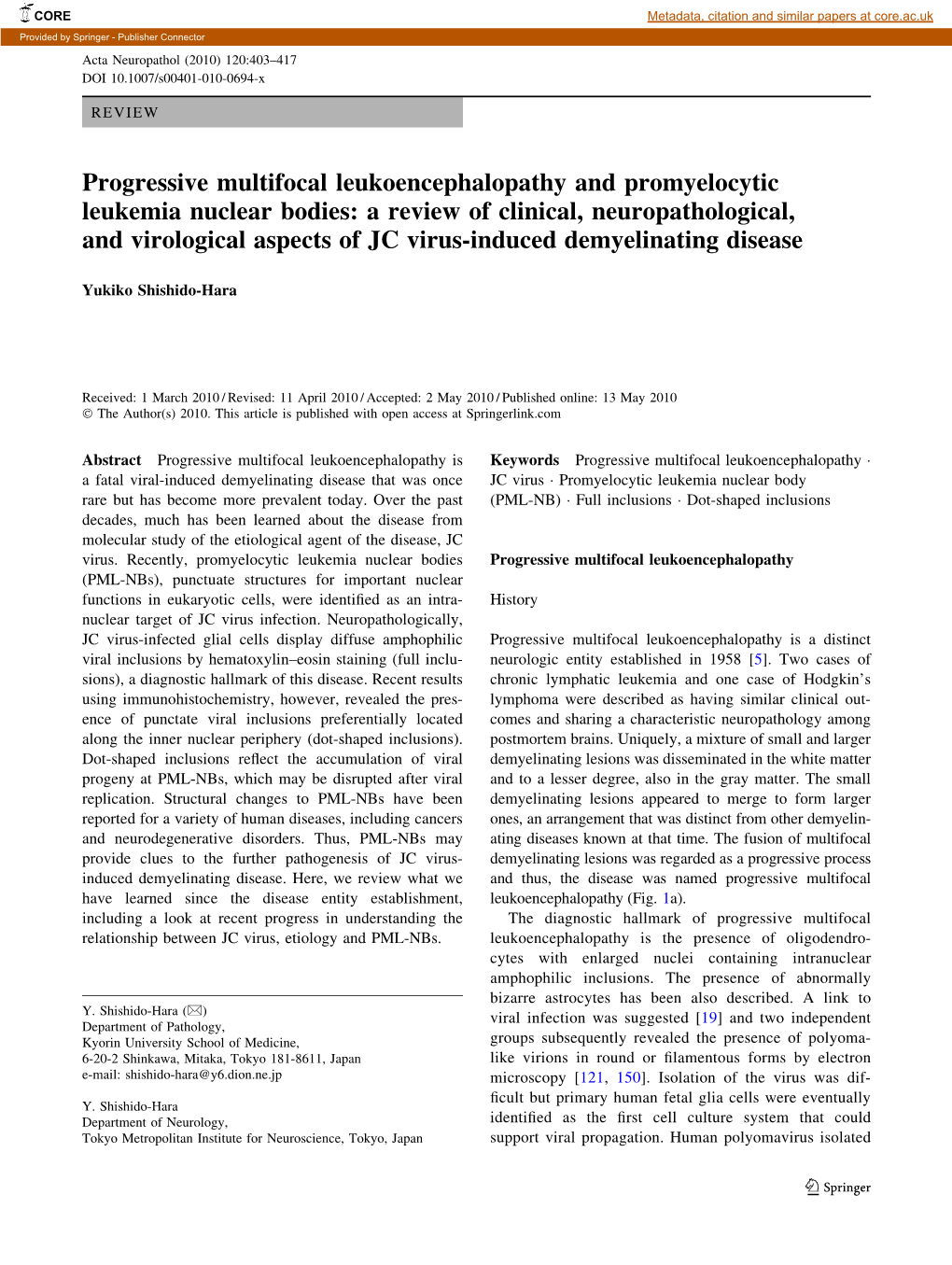 Progressive Multifocal Leukoencephalopathy And