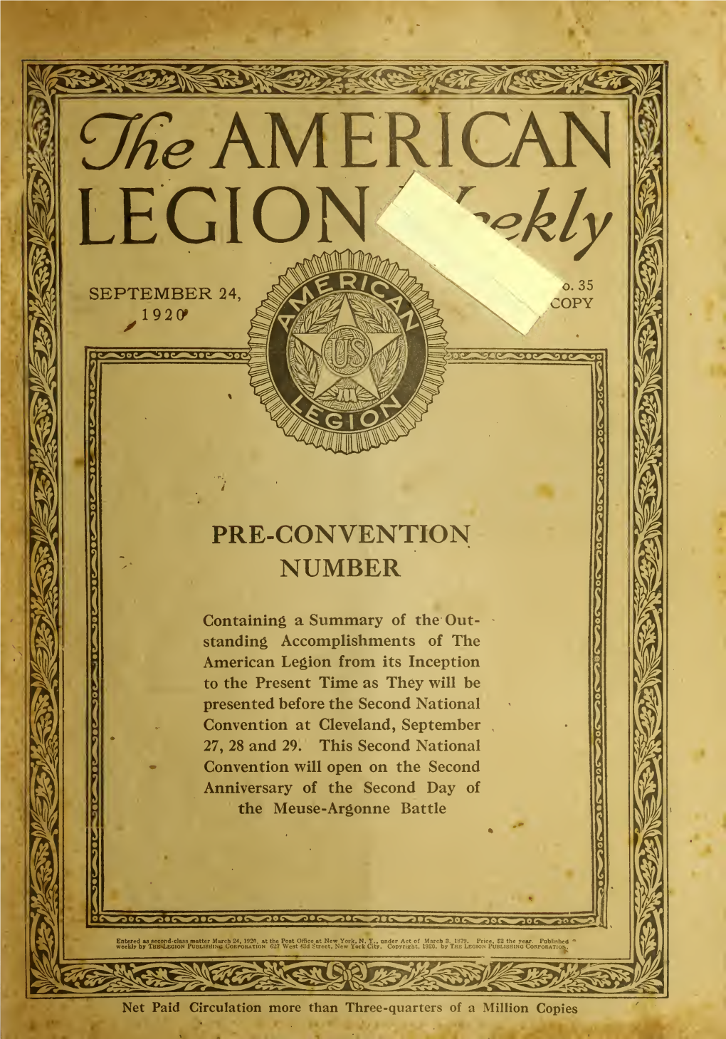 The American Legion Weekly [Volume 2, No. 35 (September 24