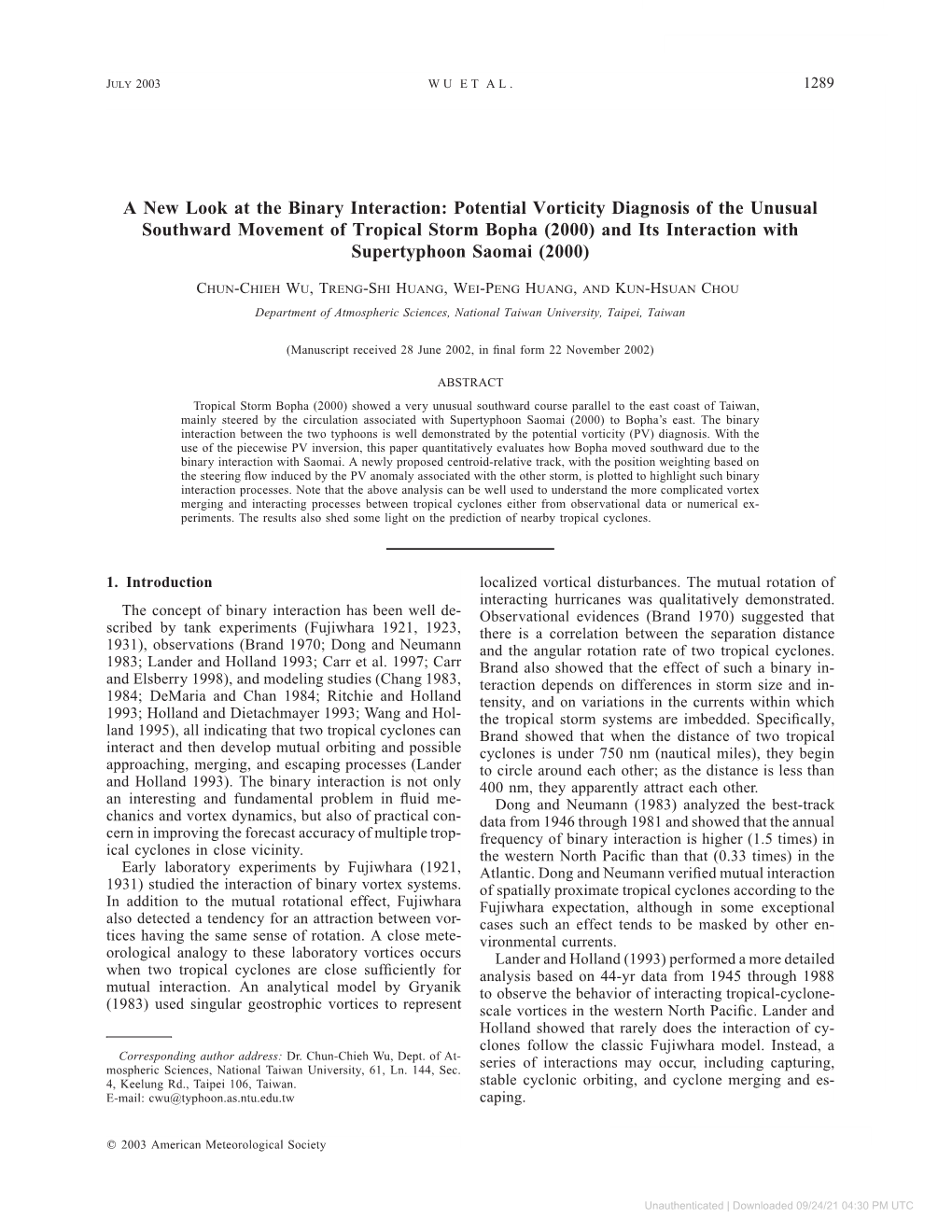 A New Look at the Binary Interaction: Potential Vorticity Diagnosis of The