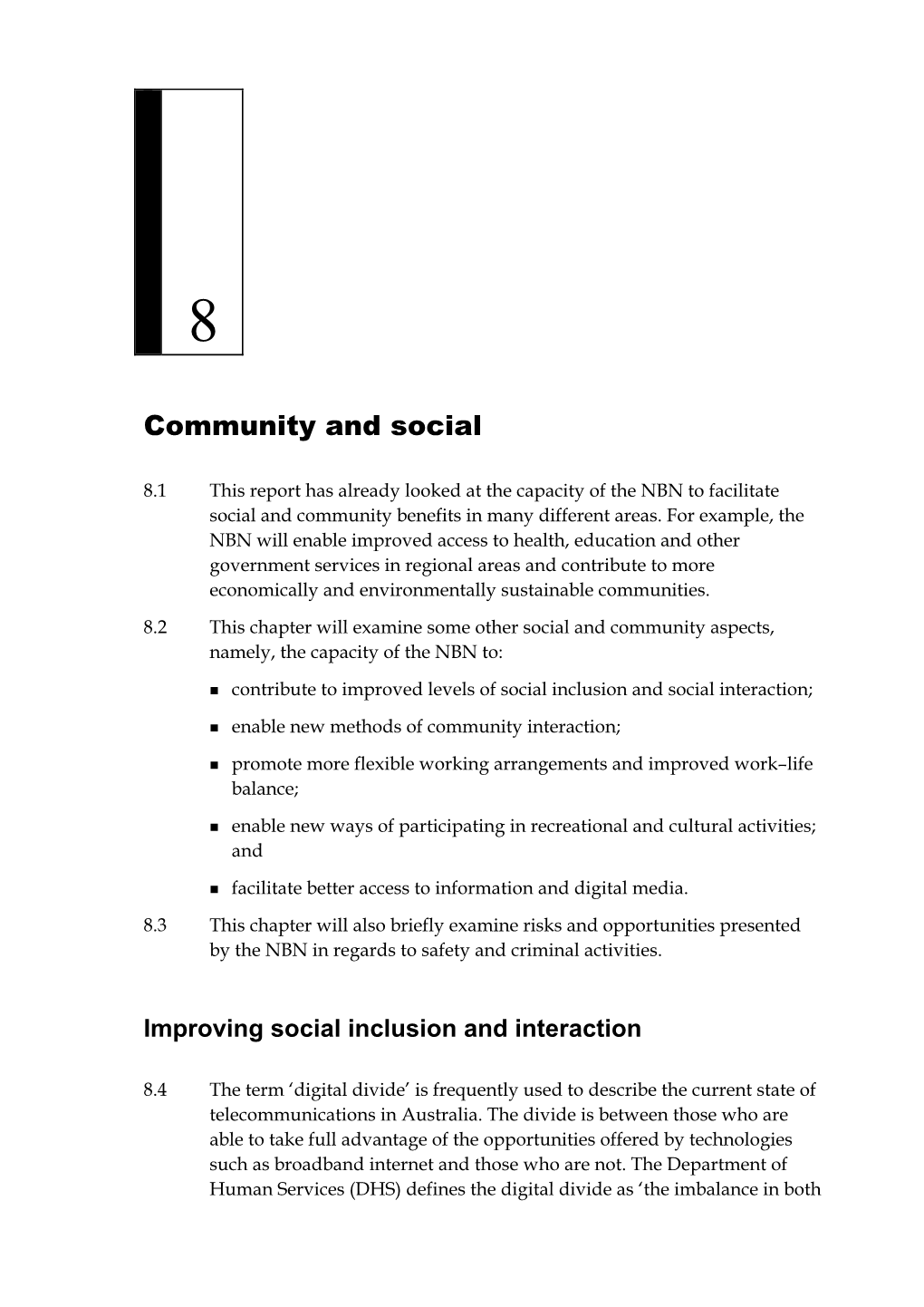 Chapter 8: Community and Social Benefits