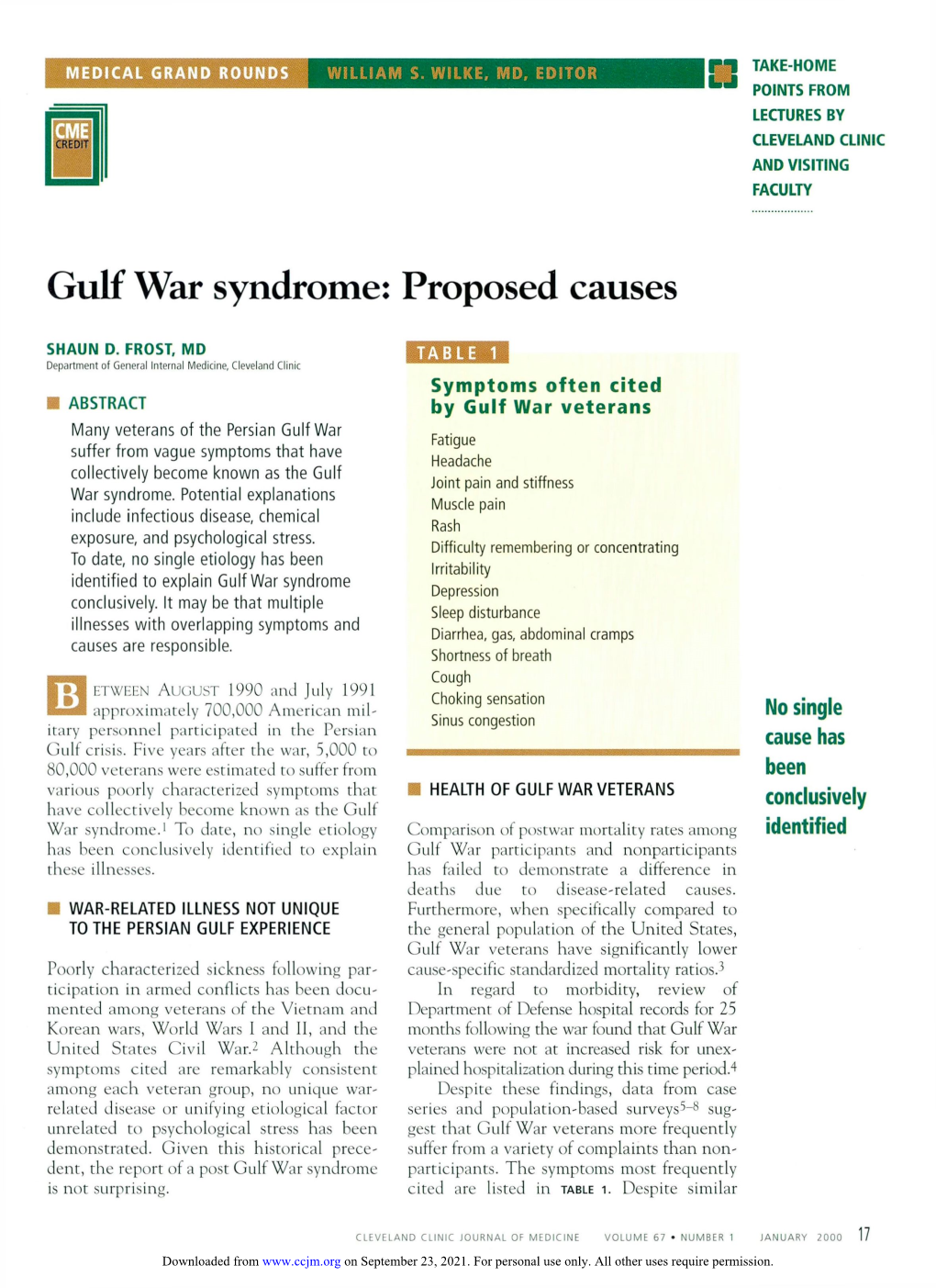 Gulf War Syndrome: Proposed Causes