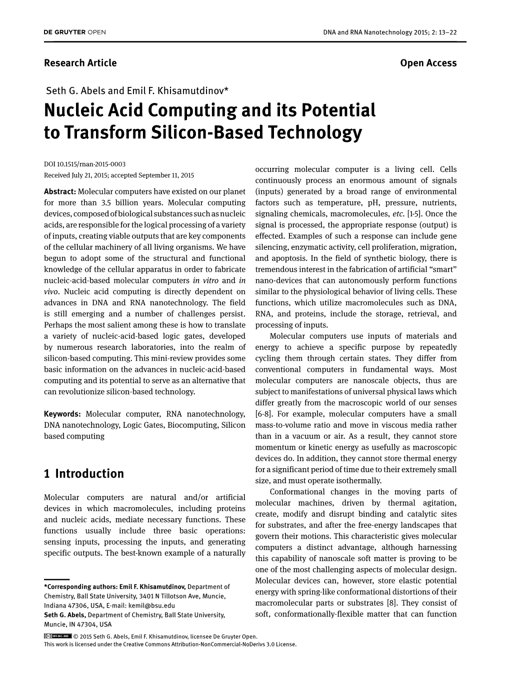Nucleic Acid Computing and Its Potential to Transform Silicon-Based Technology