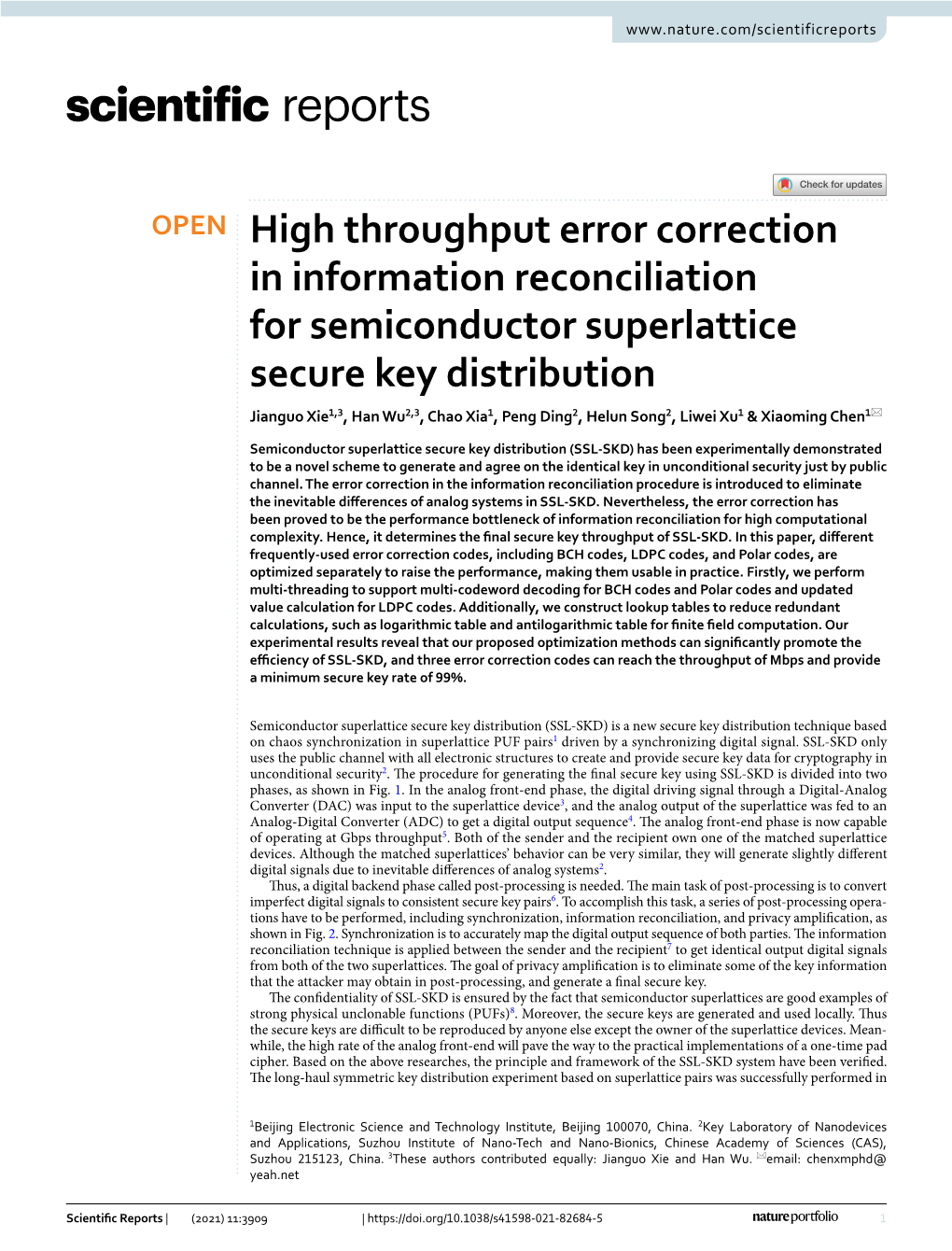 High Throughput Error Correction in Information Reconciliation For