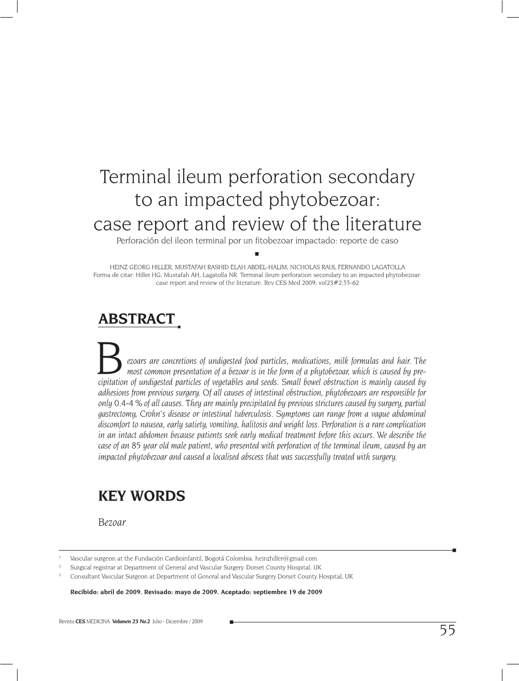 Terminal Ileum Perforation Secondary to an Impacted Phytobezoar