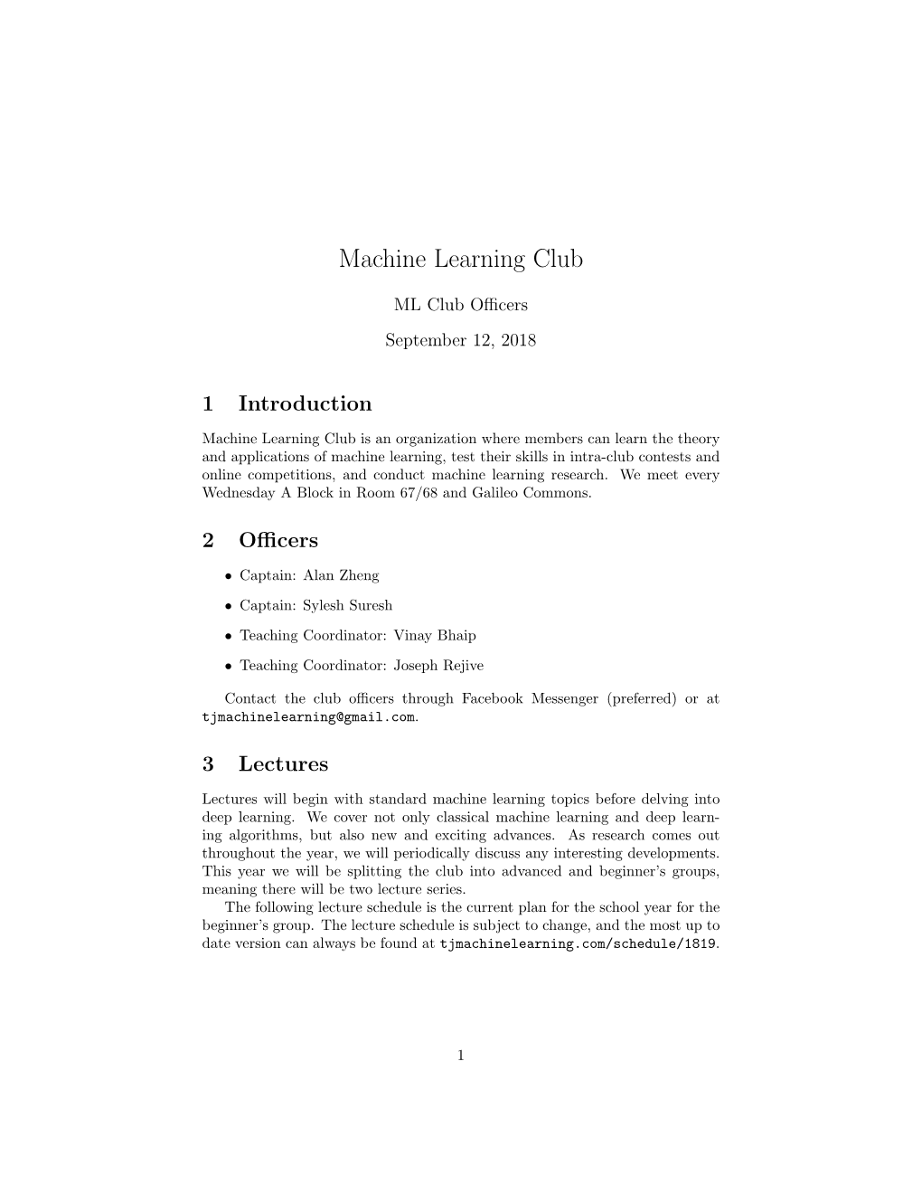 TJ Machine Learning Club