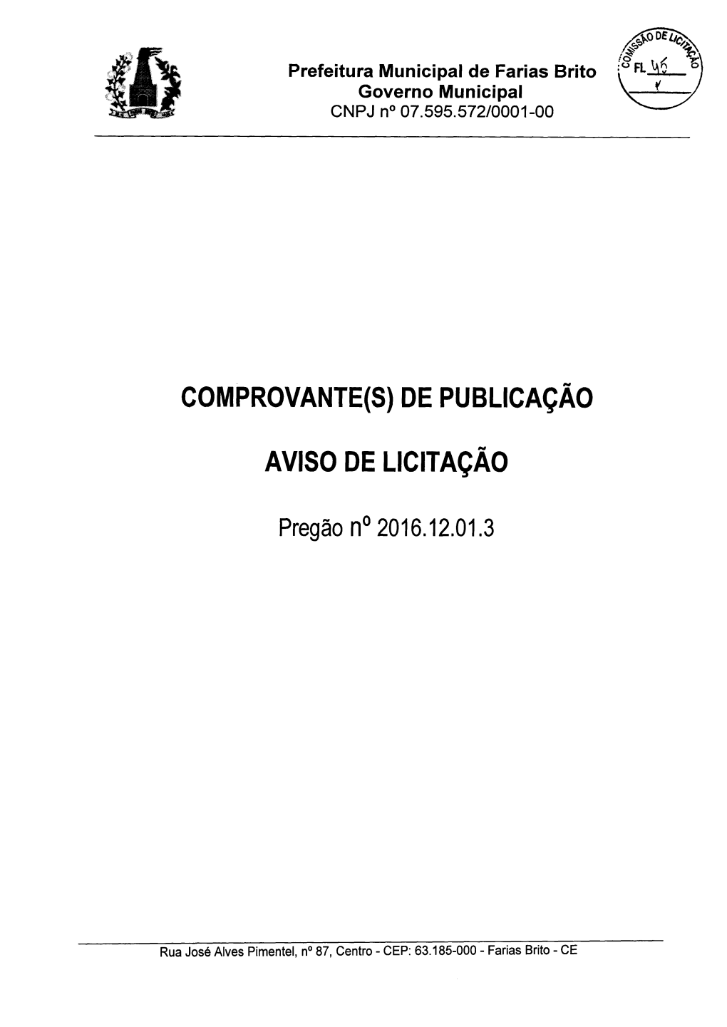 De Publicação Aviso De Licitação