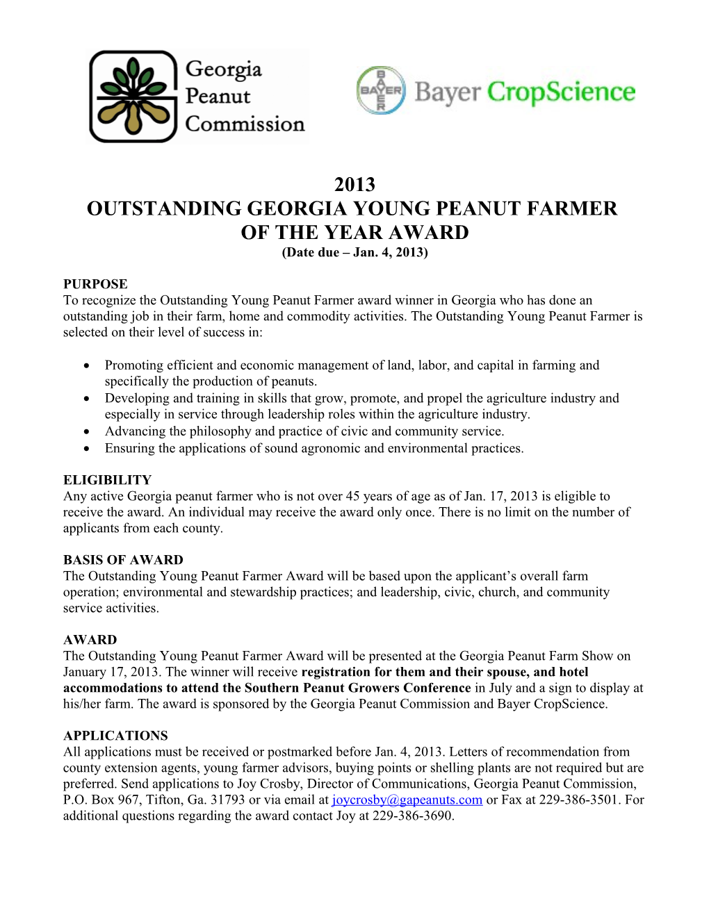 Outstanding Georgia Young Peanut Farmer