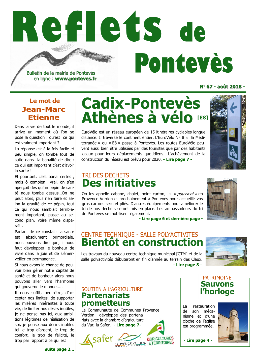 Pontevès Bulletin De La Mairie De Pontevès En Ligne : N° 67 - Août 2018