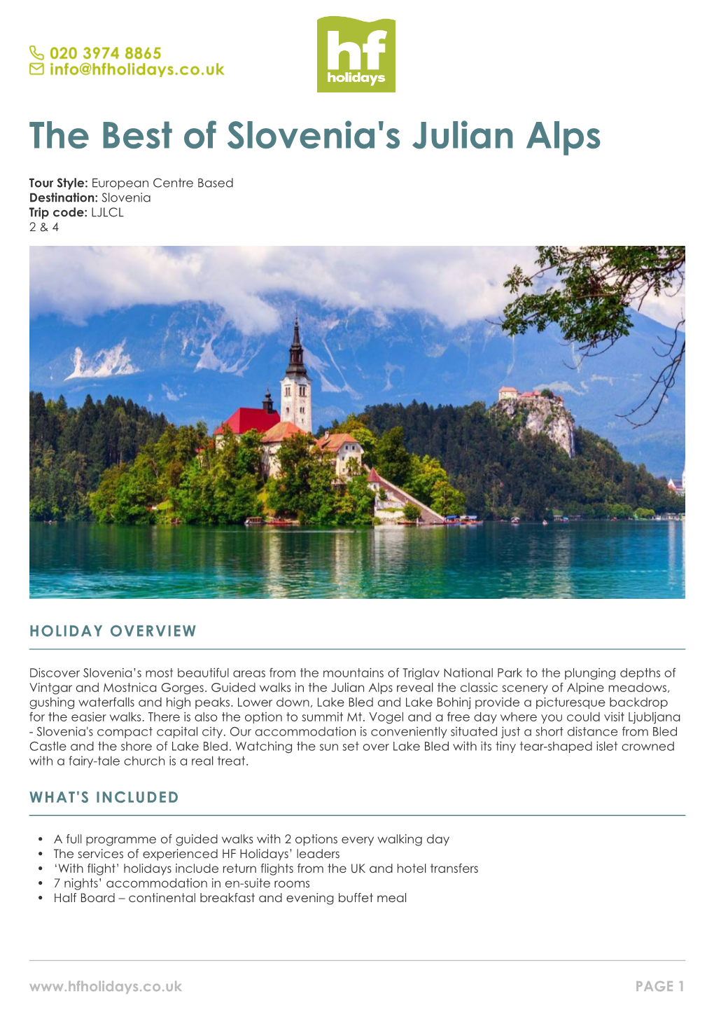 Julian Alps Guided Walking Holiday