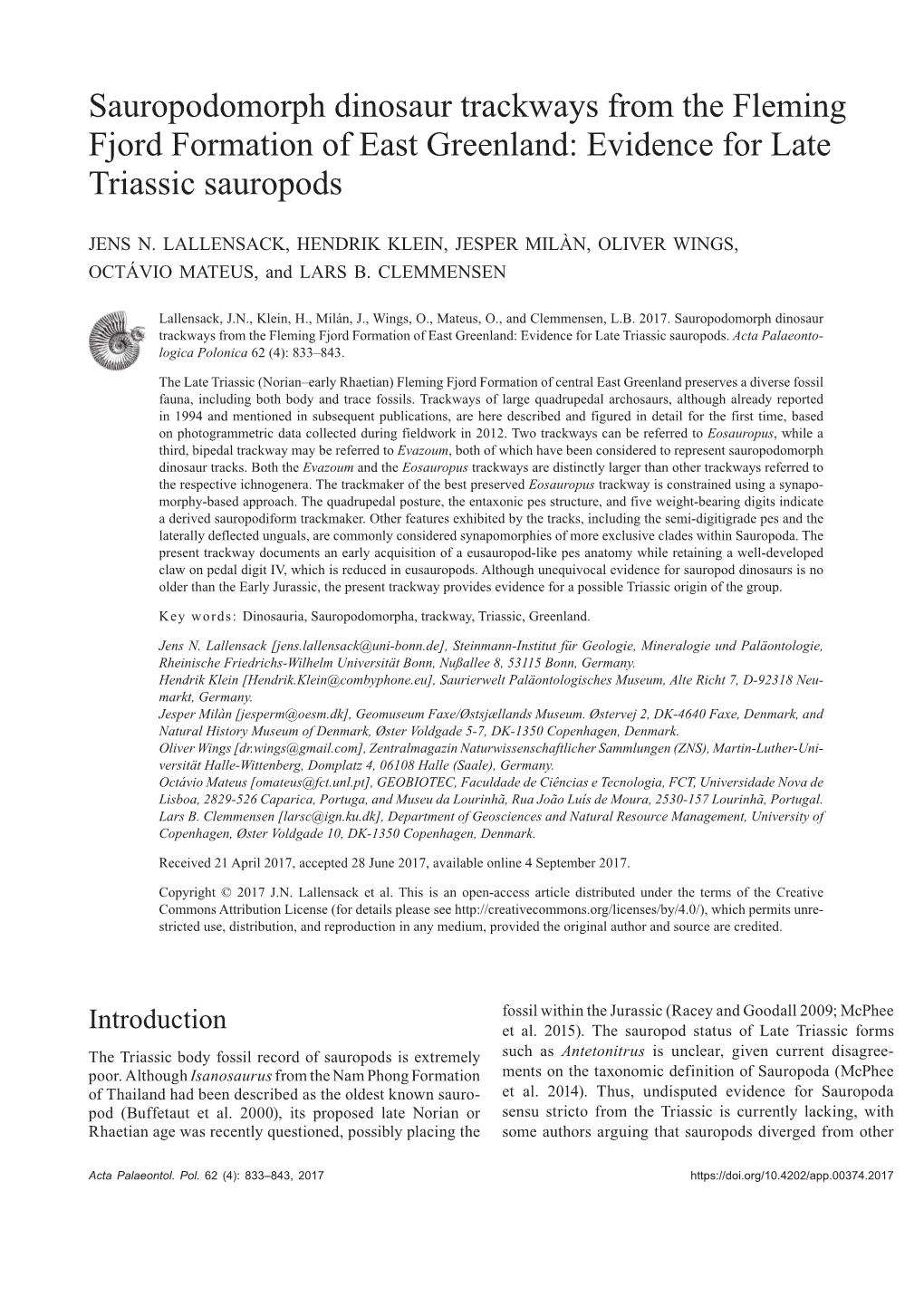 Evidence for Late Triassic Sauropods