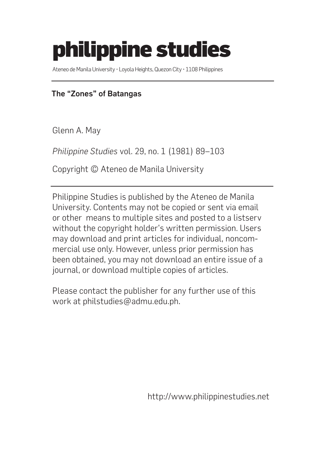 'Zones' of Batangas GLENN A