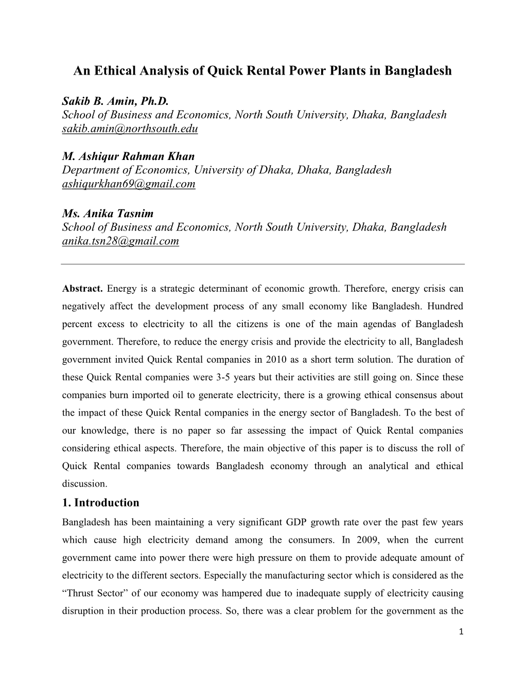 An Ethical Analysis of Quick Rental Power Plants in Bangladesh