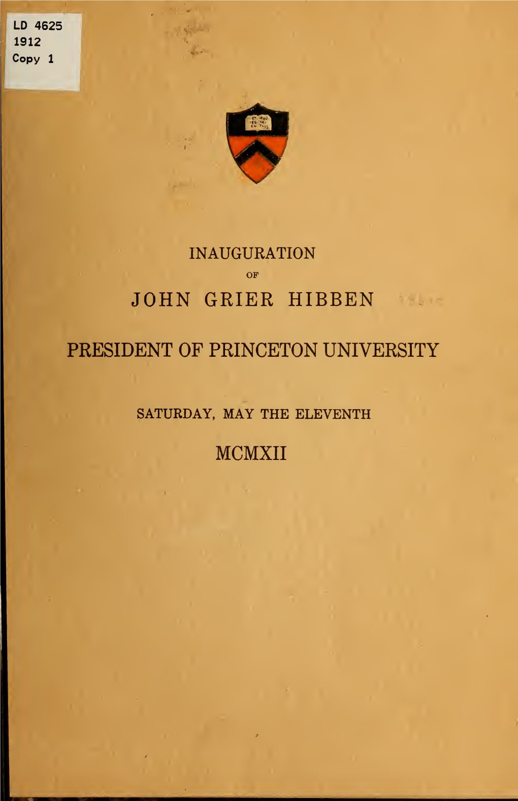 Inauguration of John Grier Hibben, President Of