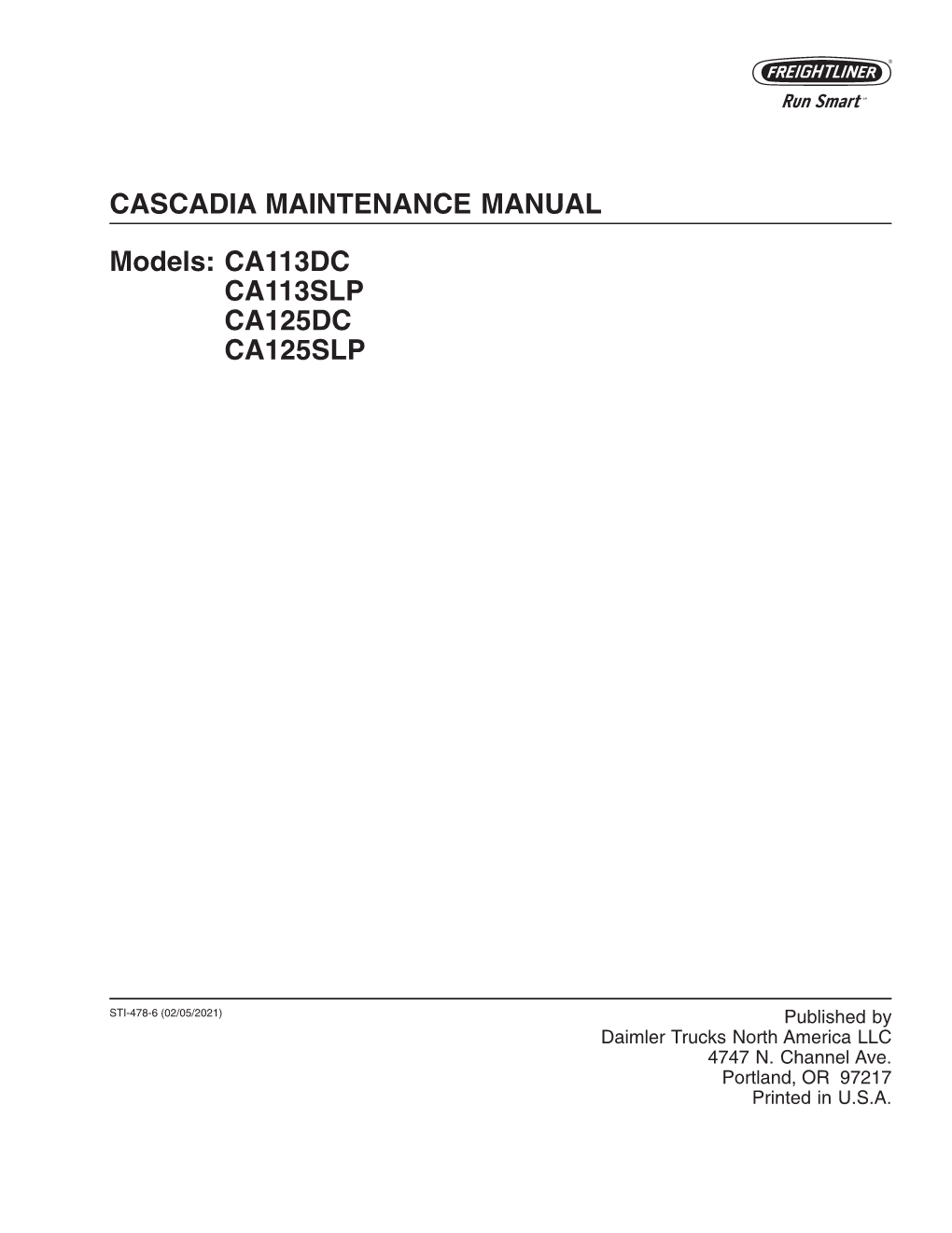 Cascadia Maintenance Manual