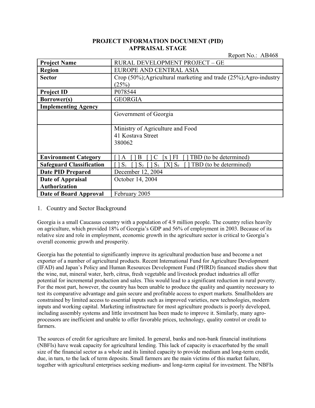 Project Information Document (Pid) s57