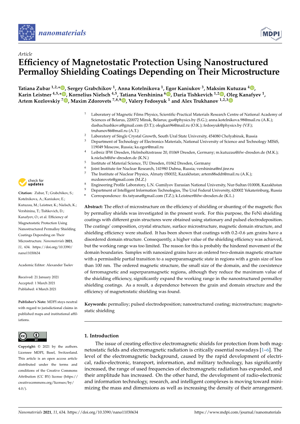 Efficiency of Magnetostatic Protection Using Nanostructured Permalloy