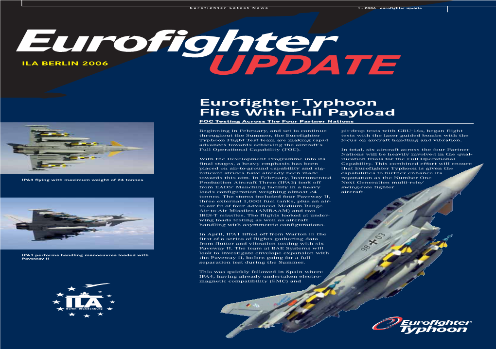 Eurofighter Typhoon Flies with Full Payload FOC Testing Across the Four Partner Nations