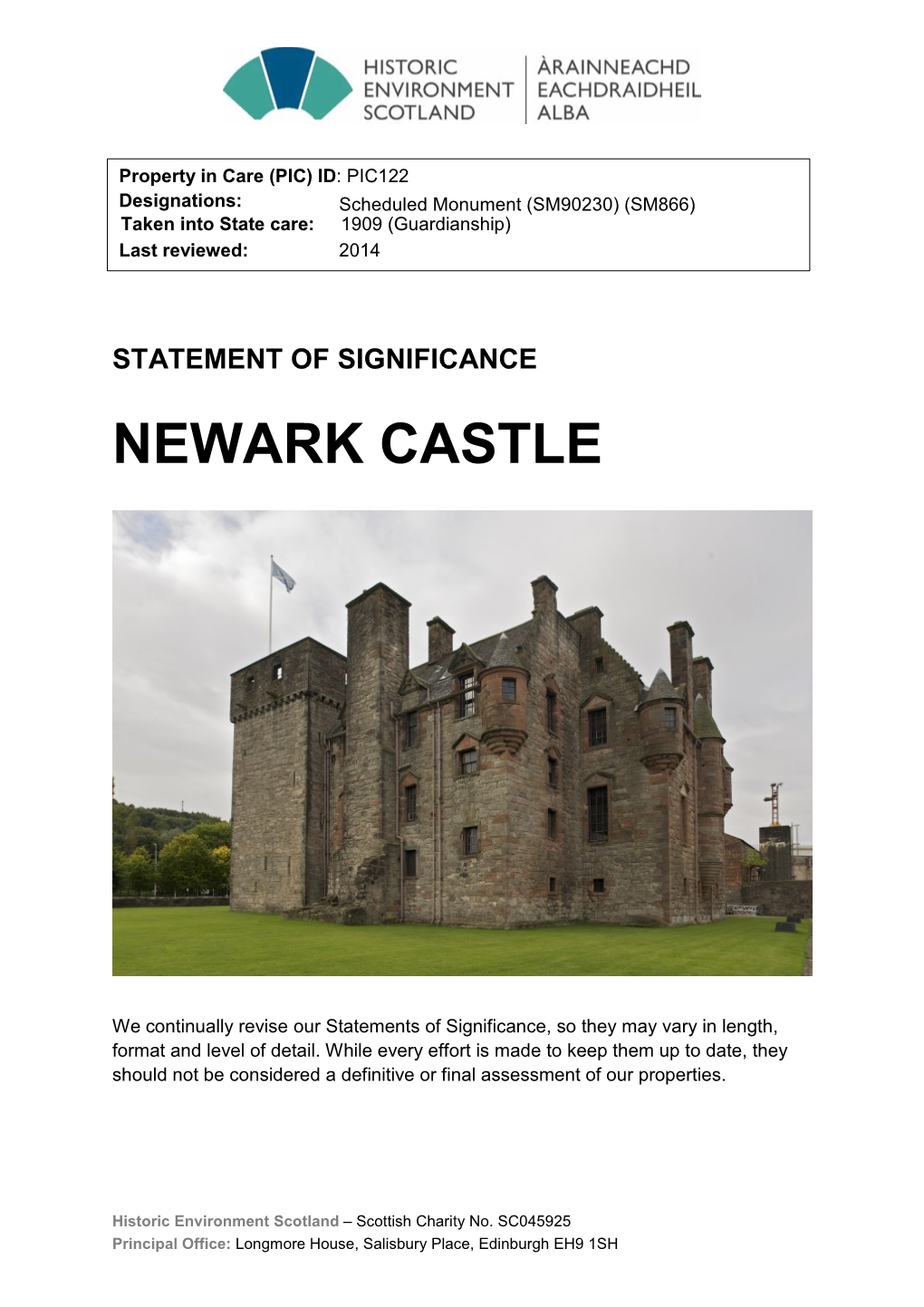 Newark Castle Statement of Significance