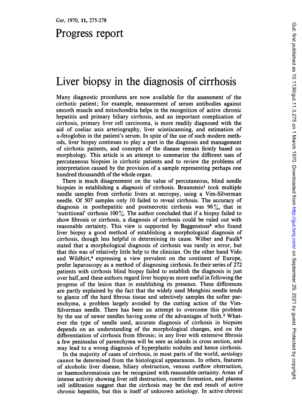 Progress Report Liver Biopsy in the Diagnosis of Cirrhosis