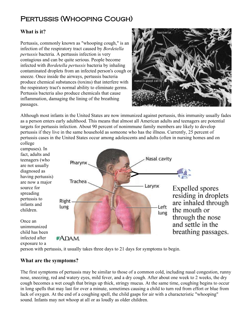 Pertussis (Whooping Cough)