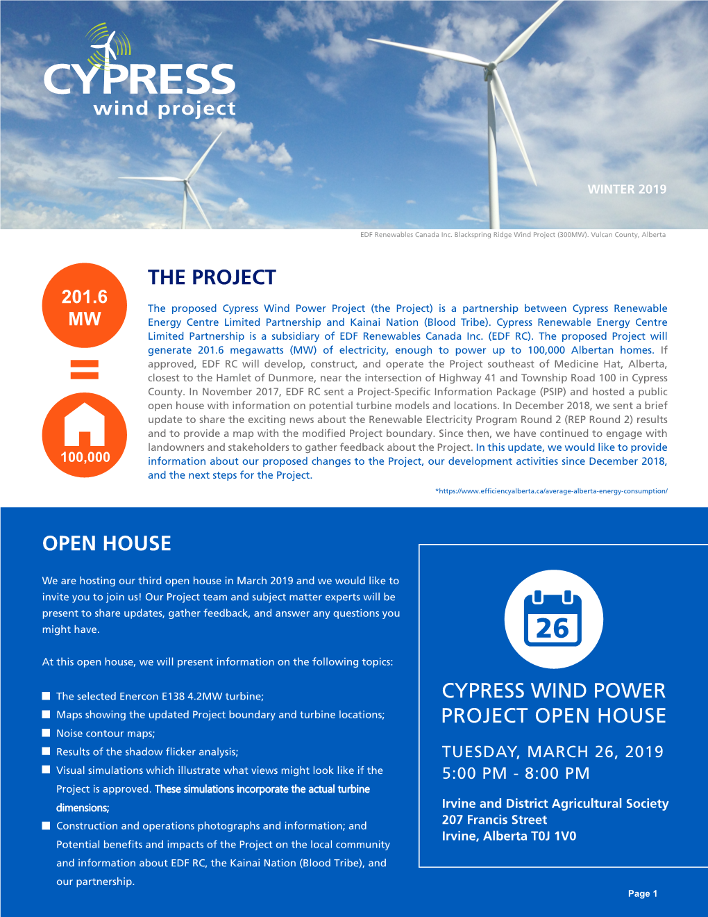 The Project Open House Cypress Wind Power