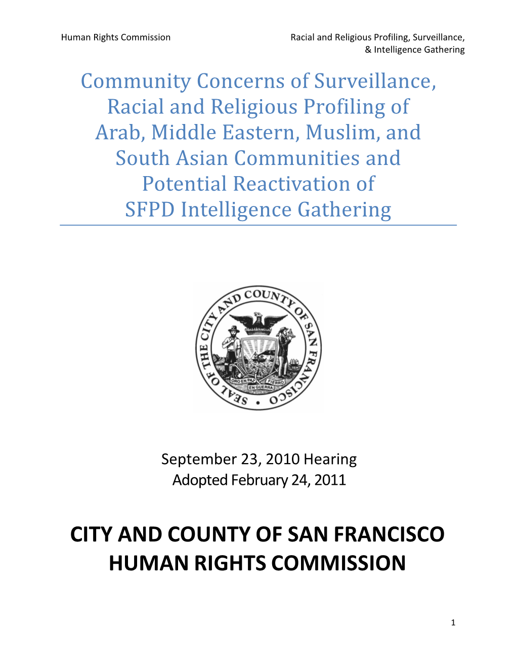 City and County of San Francisco Human Rights Commission